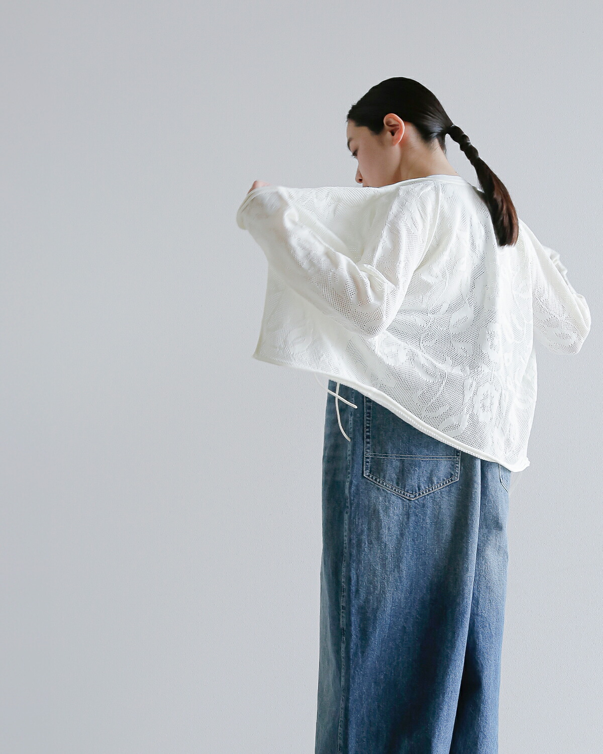 A MENDA(アメンダ)フラワーレースパターンメッシュニットカーディガン“flowerlacepatternmeshknitcardigan”25ss-me005