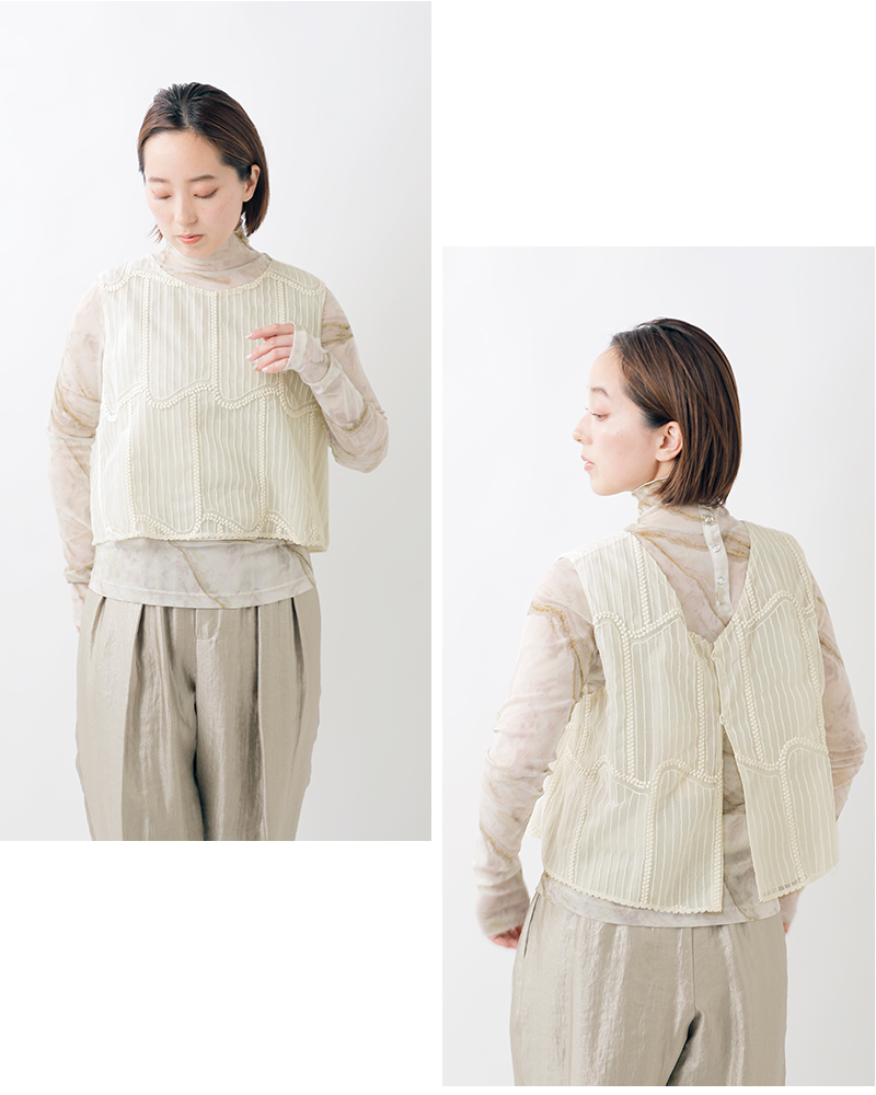 bon vieux temps(ボンビュータン)チュール刺繍ベスト33763