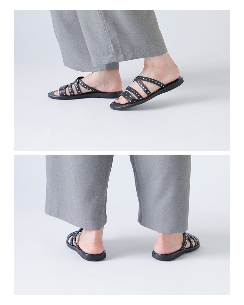 40%OFF】BRADOR ブラドール レザー クロス スタッズ フラット