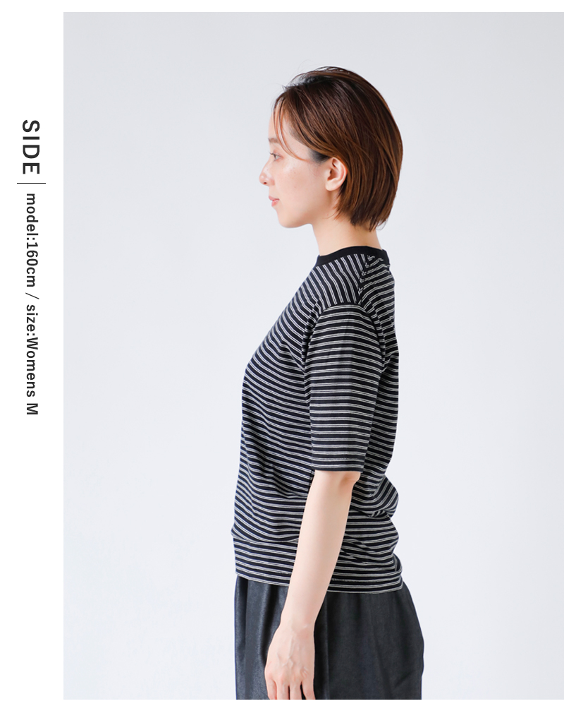 Healthknit(ヘルスニット)コットンクラシックボーダージャージークルーネック半袖Tシャツ