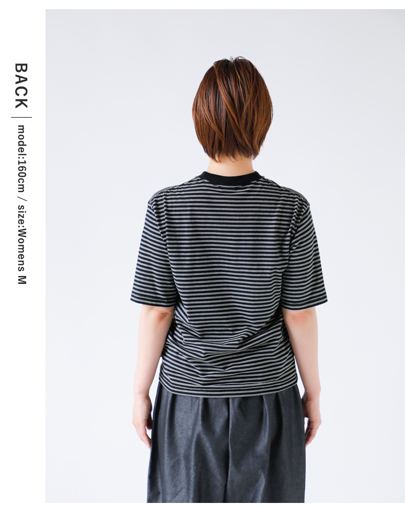 Healthknit(ヘルスニット)コットンクラシックボーダージャージークルーネック半袖Tシャツ