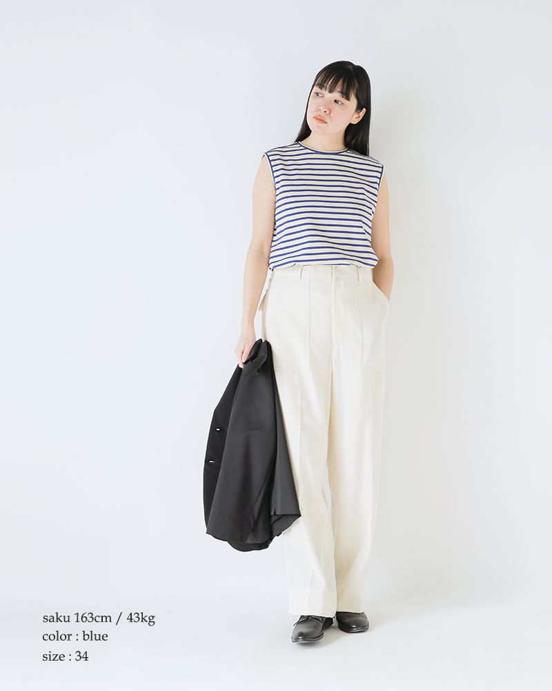 SCYE BASICS(サイベーシックス)コットンボーダースリーブレスプルオーバー“CottonStripedSleevelessTop”5225-21708