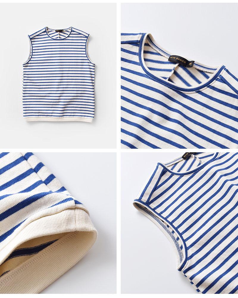 SCYE BASICS(サイベーシックス)コットンボーダースリーブレスプルオーバー“CottonStripedSleevelessTop”5225-21708