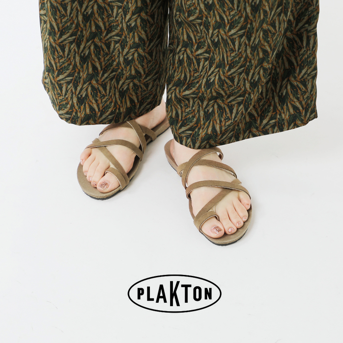 サンダル 3こ1】【30%OFF】PLAKTON プラクトン クロスレザー フラット