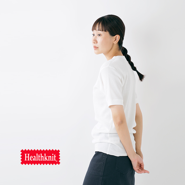 Healthknit(ヘルスニット)ベーシックワッフルクルーネック半袖プルオーバー602s