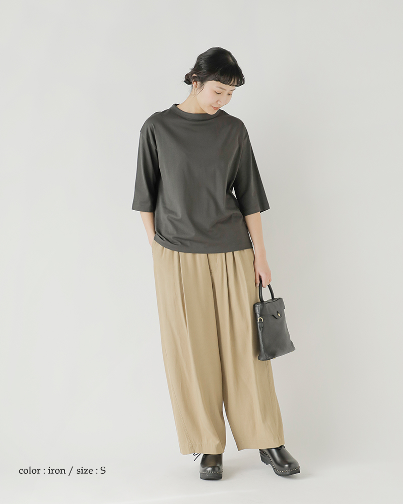 handvaerk(ハンドバーク)60/2ジャージーボトルネック6分袖Tシャツ6207