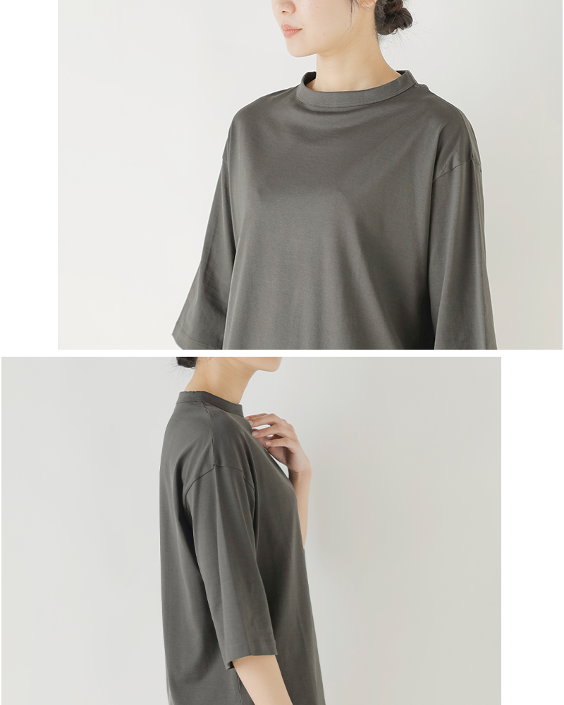 handvaerk(ハンドバーク)60/2ジャージーボトルネック6分袖Tシャツ6207