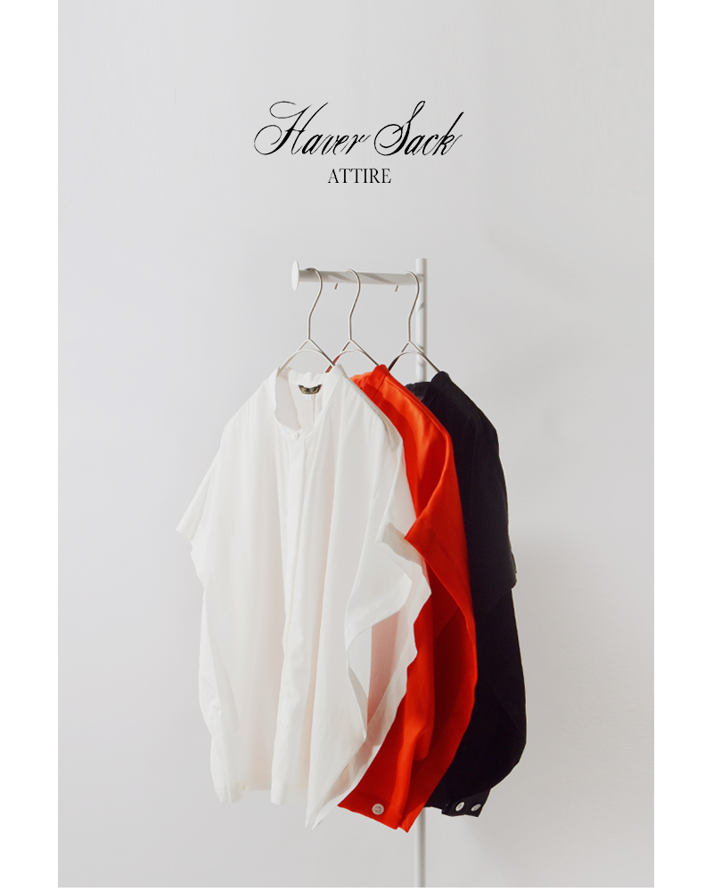 HAVERSACK ATTIRE(ハバーサック アタイア)ラミーサテンバンドカラースリーブレスシャツ622508