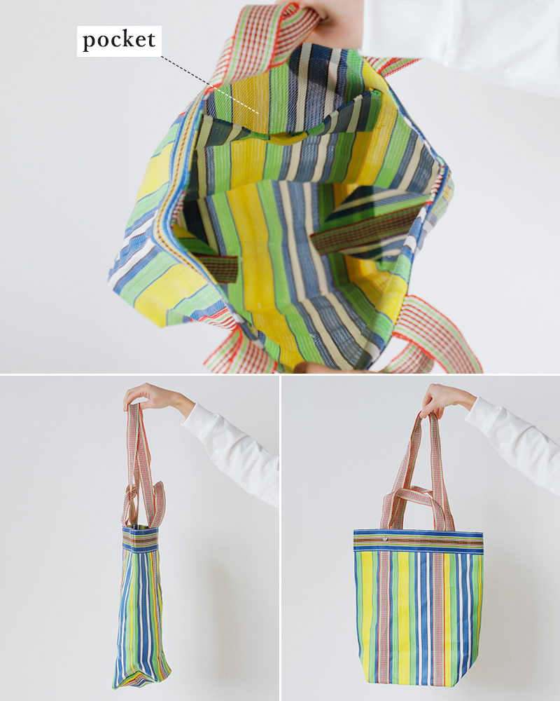 Pasand by ne Quittez pas(パサンド バイ ヌキテパ)マルチストライプメッシュロングトートバッグ“MultiStripeMeshLongToteBag”882041pa3