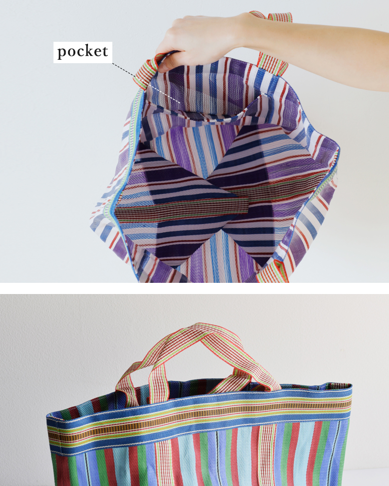 Pasand by ne Quittez pas(パサンド バイ ヌキテパ)マルチストライプメッシュワイドトートバッグ“MultiStripeMeshWideToteBag”882041pa4