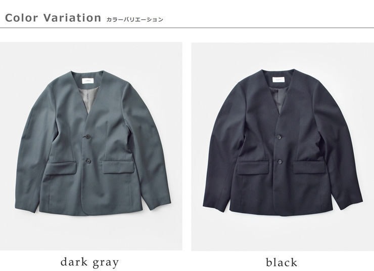 LOEFF(ロエフ)高密度ウールギャバカーブノーカラージャケット8822-209-0039