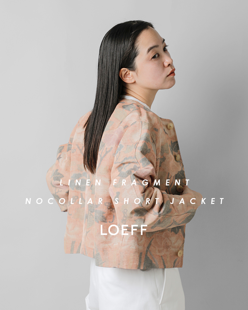 LOEFF(ロエフ)リネンフラグメントフラワーノーカラージャケット8825-209-0122