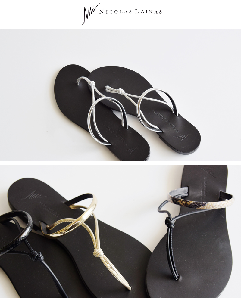 NICOLAS LAINAS(ニコラスライナス)aranciato別注リングベルトフラットトングサンダル8g-t