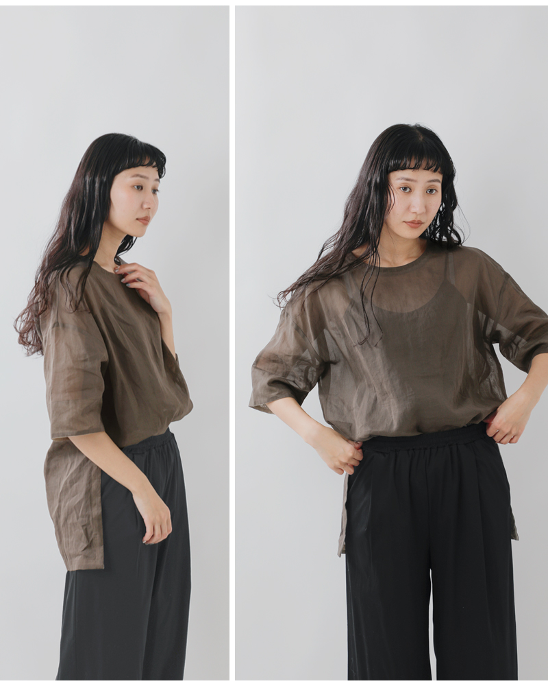 Squady(スカディ)コットンドライオーガンジーＴシャツ909-1283