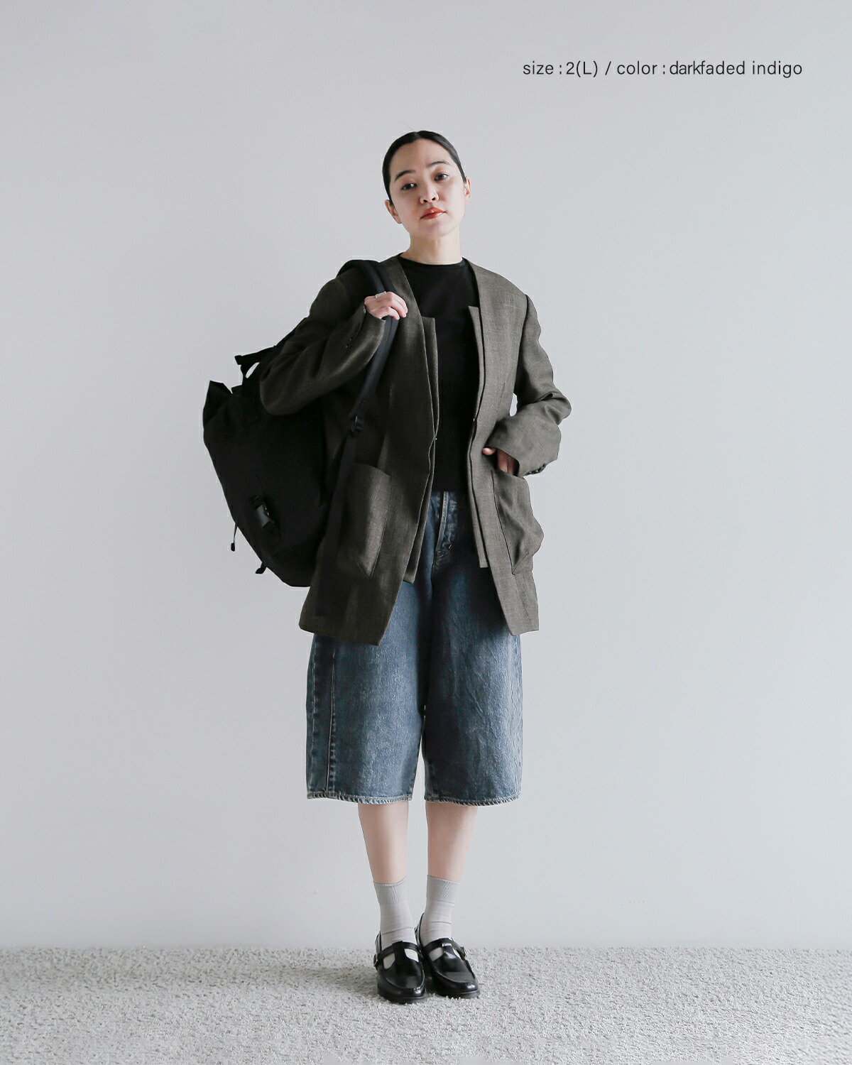 KURO(クロ)デニムワイドクロップドパンツ“WIDESPREADCROPPEDSHORTS”964140964140