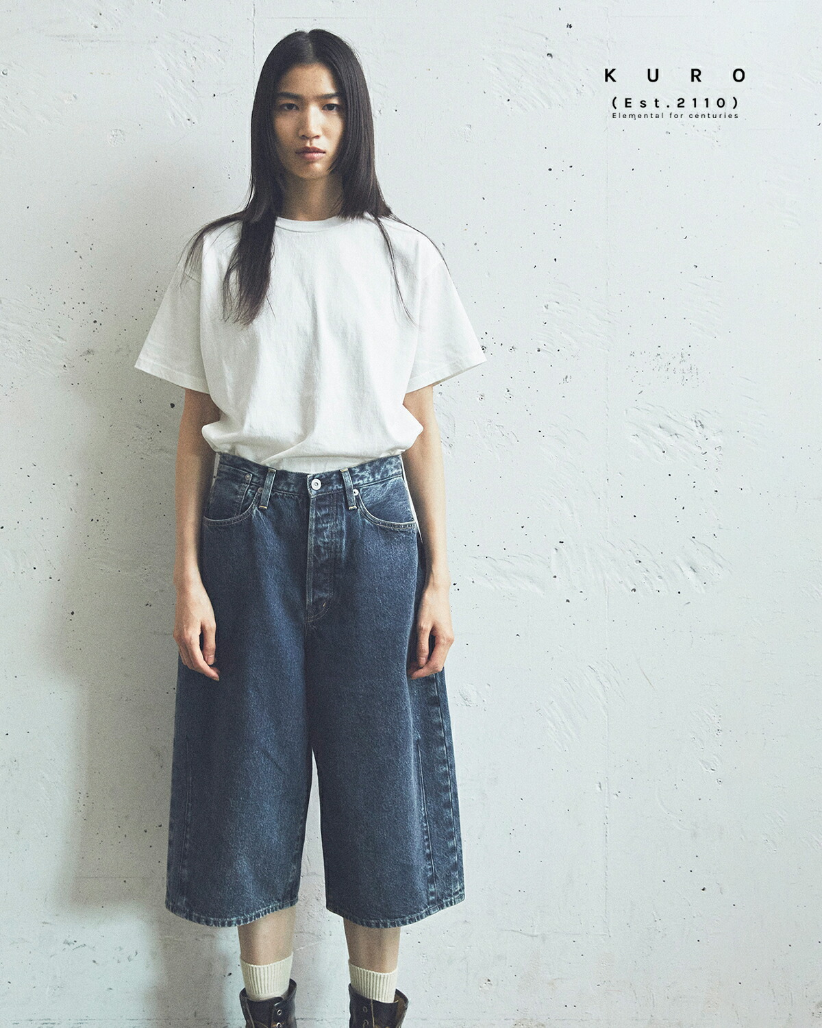 KURO クロ デニム ワイド クロップド パンツ “WIDE SPREAD