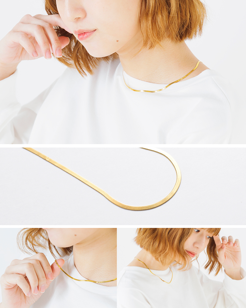 aura(オーラ)シルバー92514kコーティングフィットシネゴールドスネークネックレス“fitcinegoldsnakenecklace”a-n010