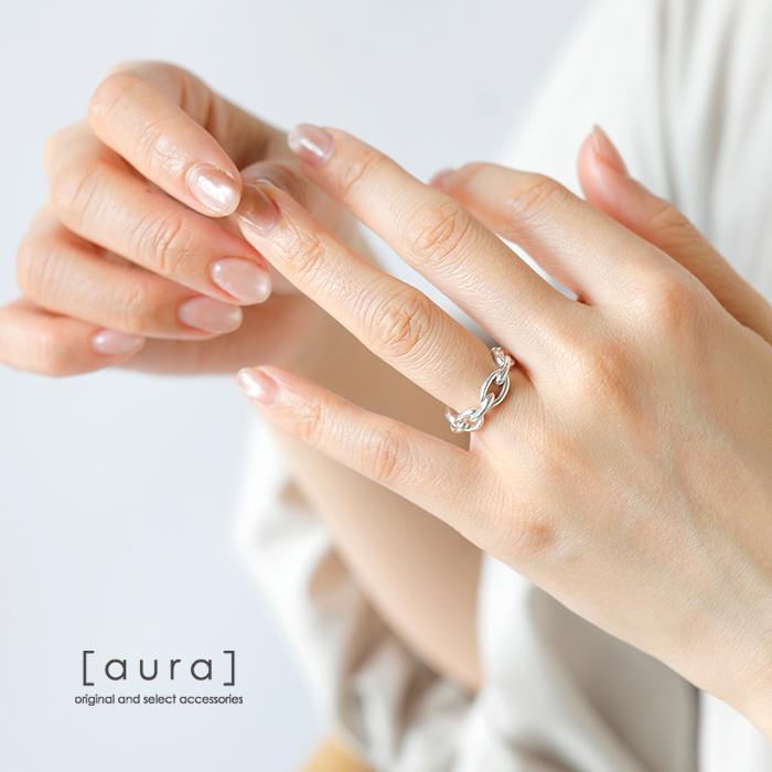 aura(オーラ)シルバー925シックチェーンピンキーリング“thickchainpinkyring”a-r073