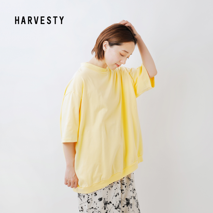 HARVESTY(ハーベスティ)コーマ天竺コットンモックネックエッグ半袖Tシャツa52504