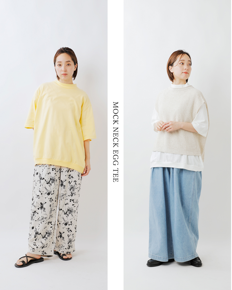 HARVESTY(ハーベスティ)コーマ天竺コットンモックネックエッグ半袖Tシャツa52504