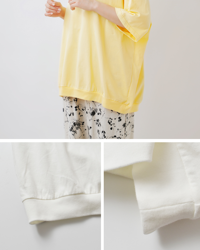 HARVESTY(ハーベスティ)コーマ天竺コットンモックネックエッグ半袖Tシャツa52504