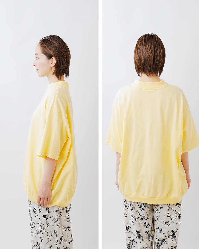 HARVESTY(ハーベスティ)コーマ天竺コットンモックネックエッグ半袖Tシャツa52504