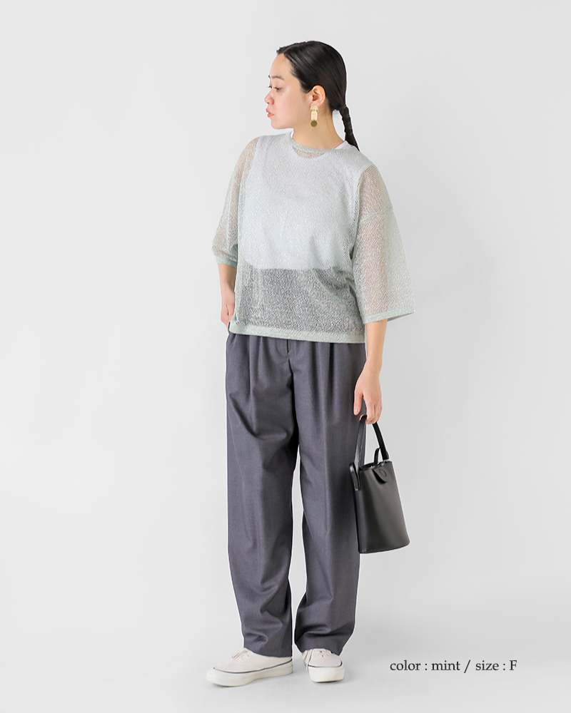 ADAWAS(アダワス)リネンオープンニットセミシアープルオーバー“OPEN-KNITSEMI-SHEERTEE”adws-407-41