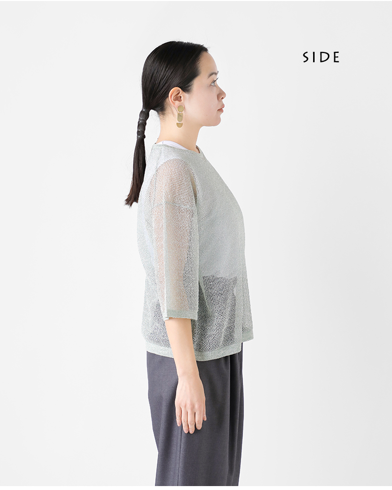 ADAWAS(アダワス)リネンオープンニットセミシアープルオーバー“OPEN-KNITSEMI-SHEERTEE”adws-407-41