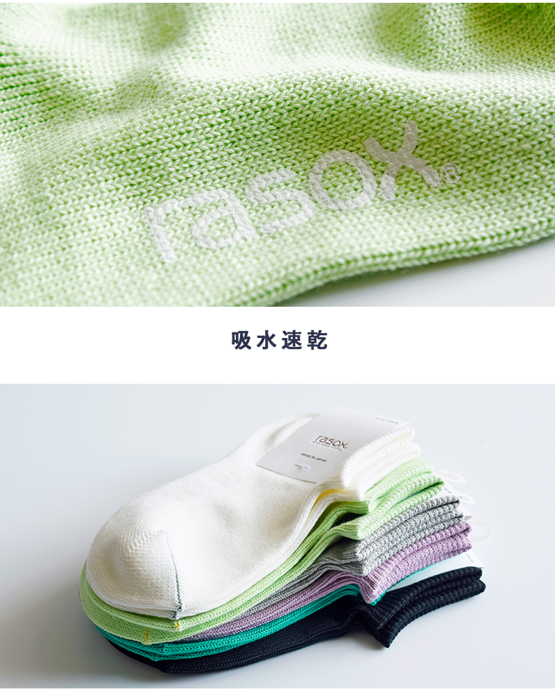 rasox(ラソックス)吸汗速乾ベーシックスニーカーソックスba190sn01