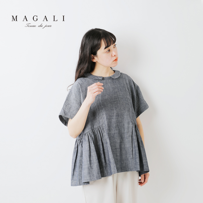 クーポン対象】MAGALI マガリ コットンドビー ウエストギャザー