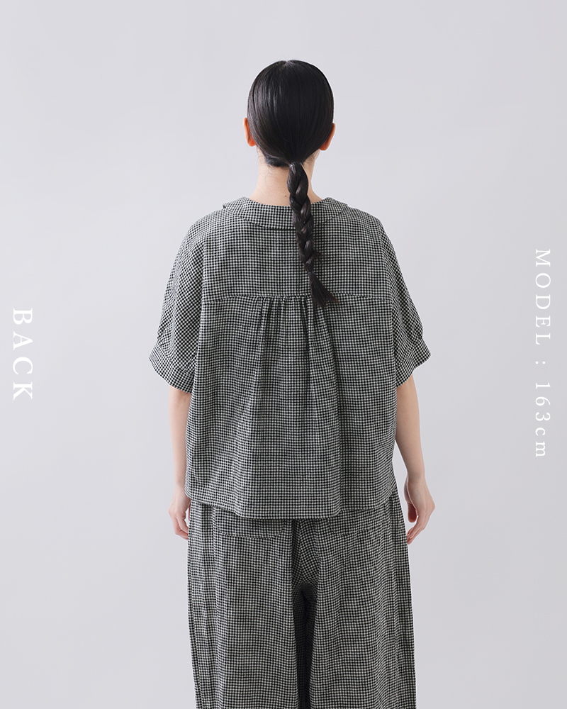 MAGALI マガリ リネン コットン ギンガム フラットカラー