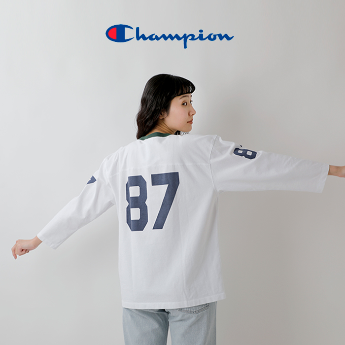 Champion(チャンピオン)USAコットン3/4スリーブフットボールTシャツc3-b406