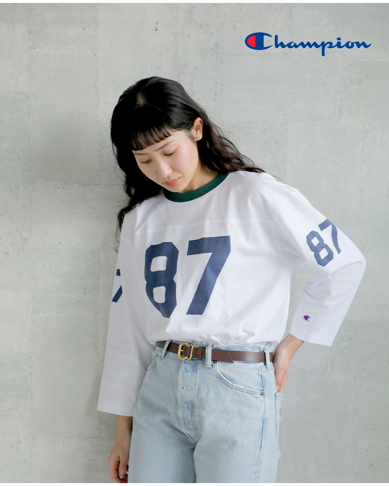 Champion(チャンピオン)USAコットン3/4スリーブフットボールTシャツc3-b406
