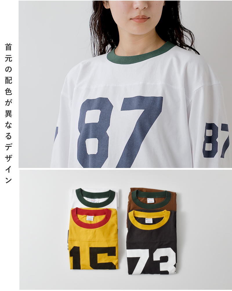 Champion(チャンピオン)USAコットン3/4スリーブフットボールTシャツc3-b406