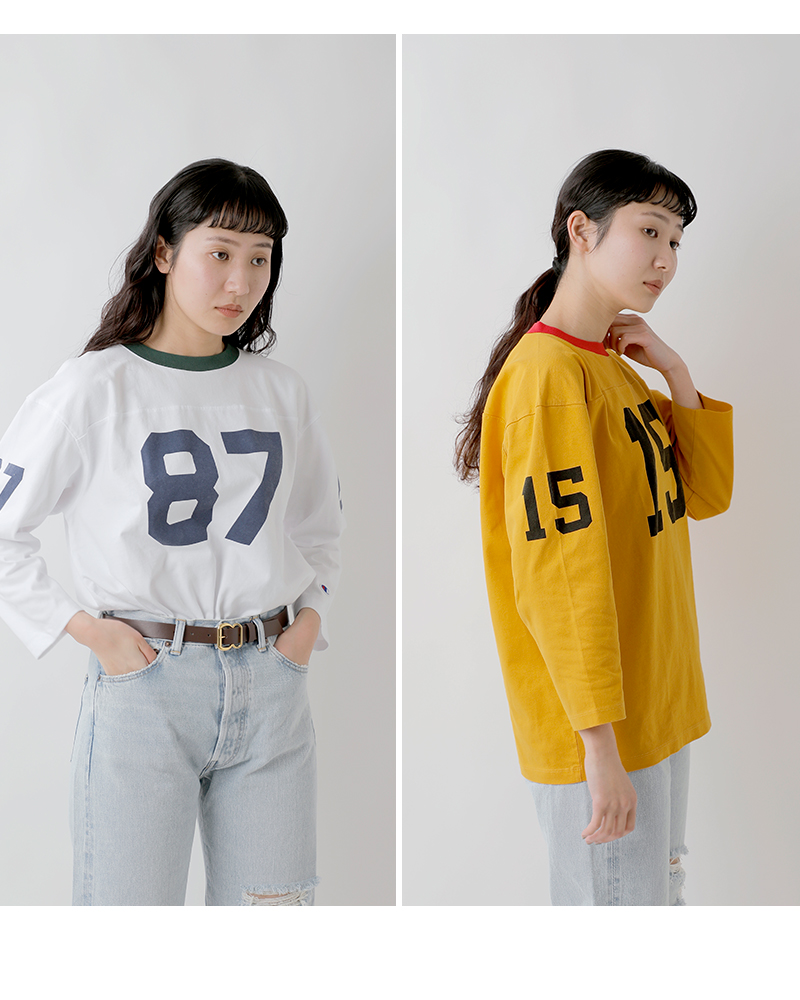 Champion(チャンピオン)USAコットン3/4スリーブフットボールTシャツc3-b406
