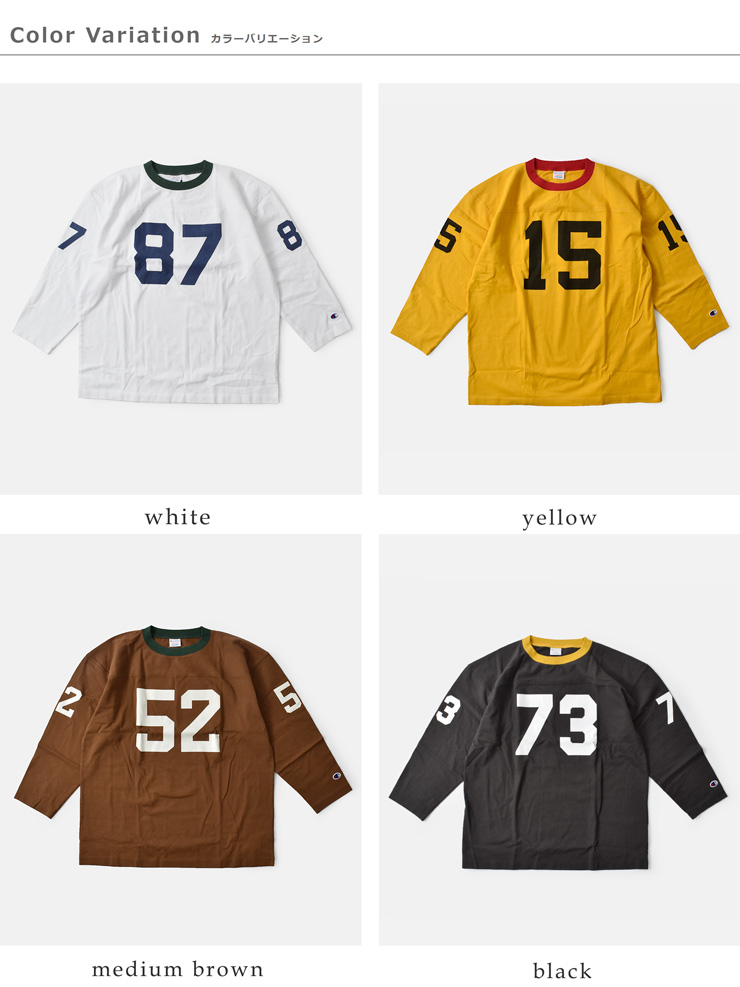 Champion(チャンピオン)USAコットン3/4スリーブフットボールTシャツc3-b406