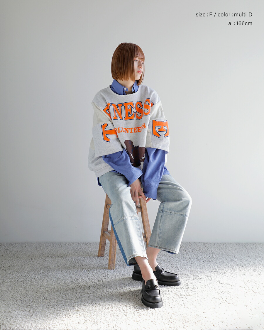 CHANGES(チェンジーズ)リメイク クルーネック ショートスリーブプリント スウェット