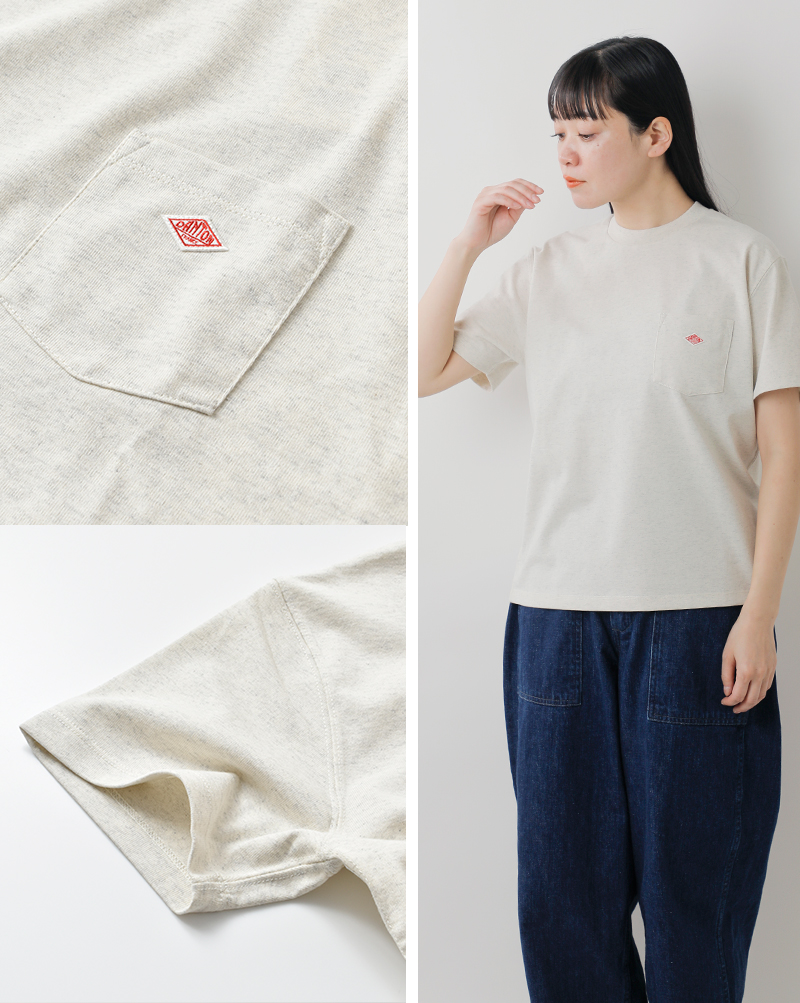 DANTON(ダントン)コットンオープンエンドジャージーポケットTシャツdt-c0197tcb