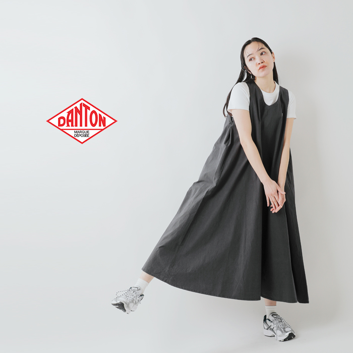 国産品 コットン ダントン DANTON Vネック dt ドレス ノースリーブ ワンピース