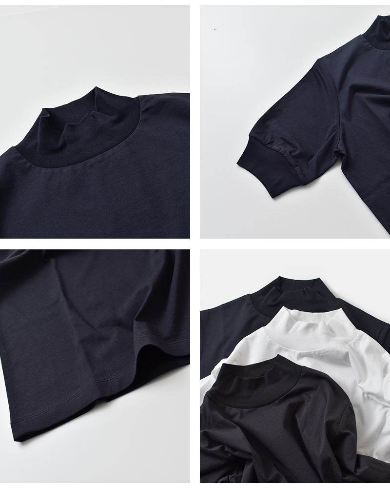 euphoric' (ユーフォリック) | Mock neck Tops (white/sumikuro/dark navy) | トップス シンプル お洒落 30%OFF】euphoric' ユーフォリック スペインピマ コットン