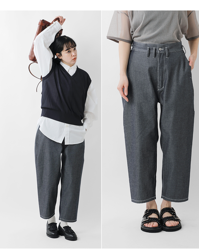 FIR MUM(フィル マム)強撚コットン混ハイウエストドライデニムパンツfk-fr0604dm