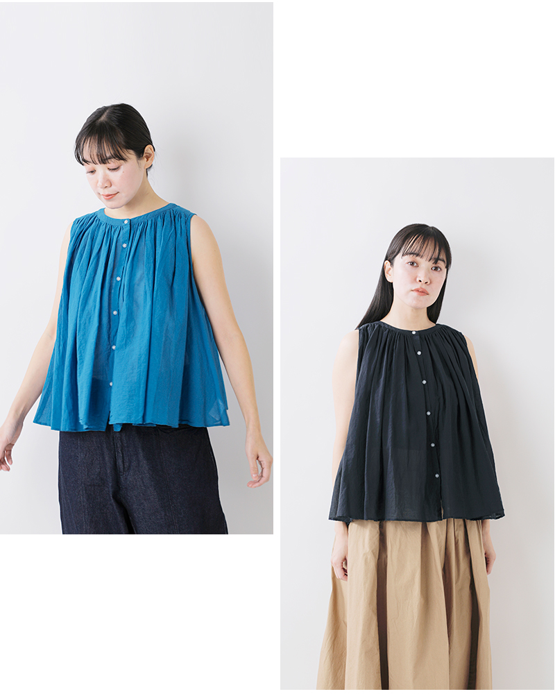40%OFF】g グラム コットン ボイル スリーブレス ギャザー