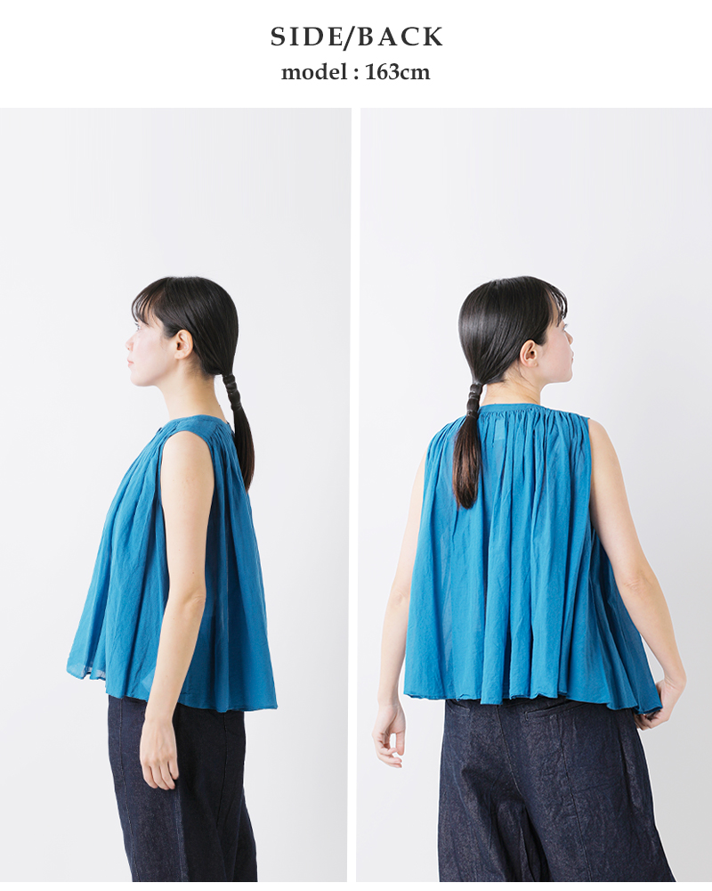 コットンデニムワイドブラウス 大きいサイズ レディース メール便送料無料 5分袖 ギャザー トップス cotton100 F M-3L対応 a124d0010.jpg