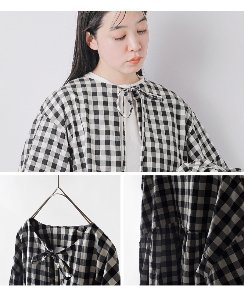 Gauze#(ガーゼ)ギンガムランタンスリーブブラウス“GINGHAMLANTERNSLEEVEBLOUSE”g1027