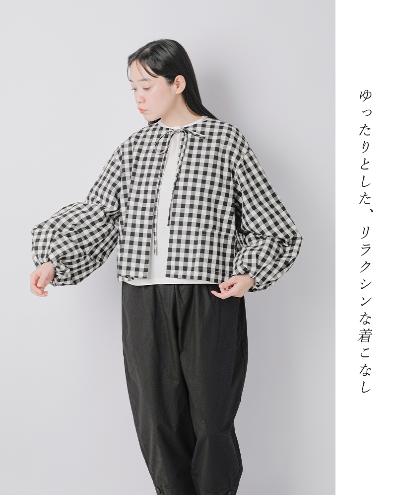 Gauze#(ガーゼ)ギンガムランタンスリーブブラウス“GINGHAMLANTERNSLEEVEBLOUSE”g1027