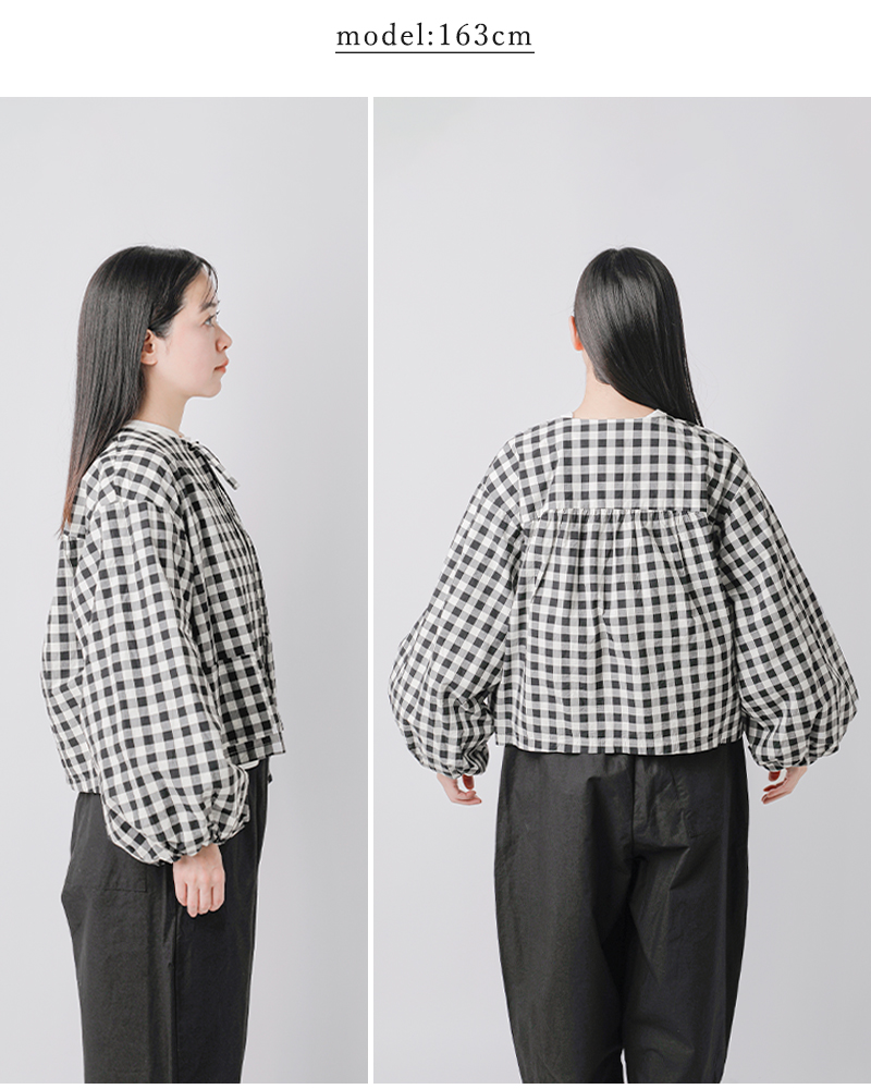 Gauze#(ガーゼ)ギンガムランタンスリーブブラウス“GINGHAMLANTERNSLEEVEBLOUSE”g1027