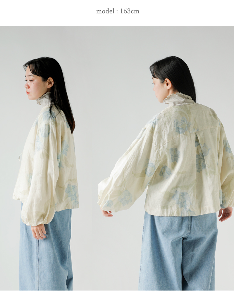 Gauze#(ガーゼ)リネンアンティークフラワープリントストリングジャケット“ANTIQUEFLOWERPRINTSTRINGJACKET”g1040