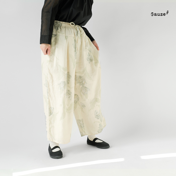 Gauze#(ガーゼ)リネンアンティークフラワープリントワイドパンツ“ANTIQUEFLOWERPRINTWIDEPANTS”g1041