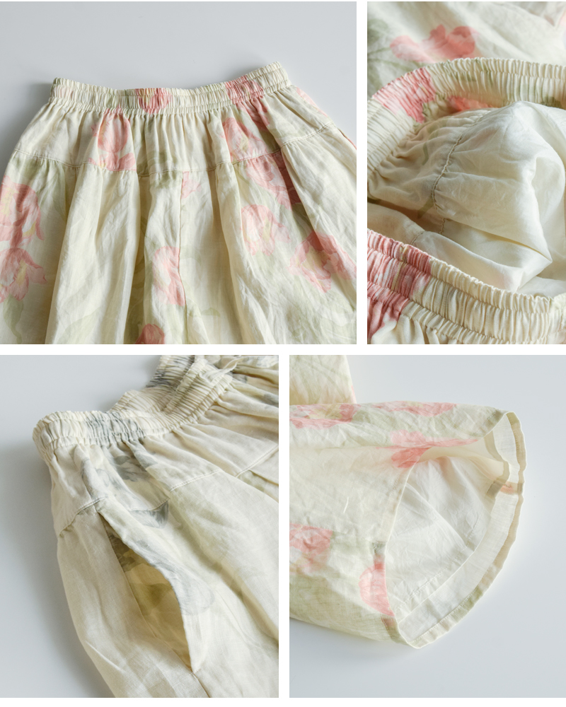 Gauze#(ガーゼ)リネンアンティークフラワープリントワイドパンツ“ANTIQUEFLOWERPRINTWIDEPANTS”g1041