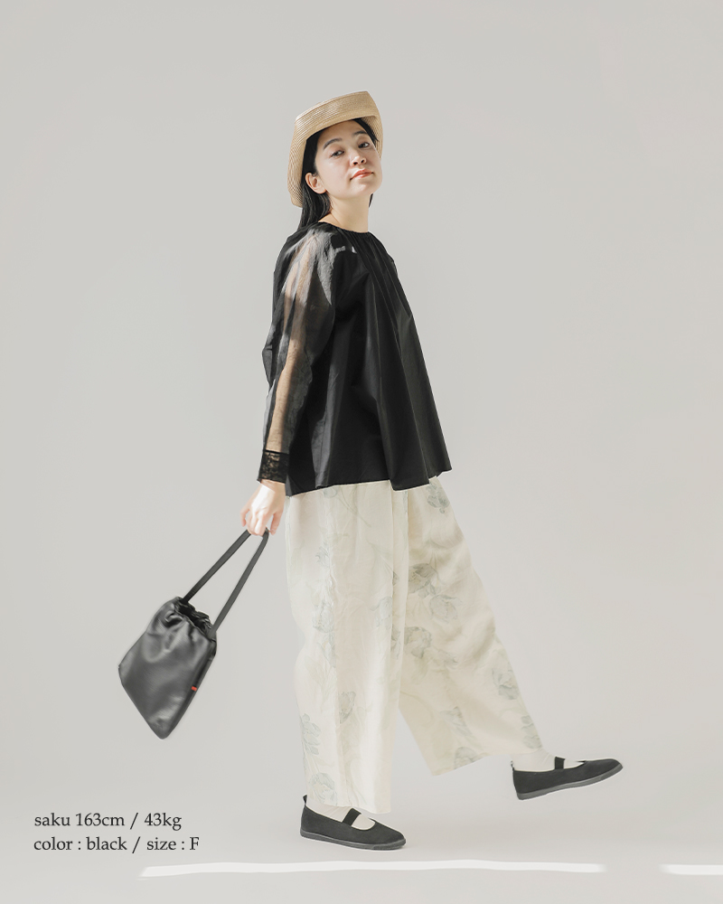 Gauze#(ガーゼ)コットンオーガンジースリーブモダニストブラウス“ORGANDYSLEEVEMODERNISTBLOUSE”g1048